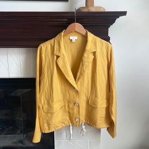 J. Jill Linen Blend Jacket in Daisy Yellow XS G5